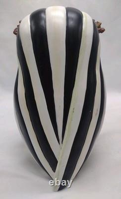 Set of 2 MACKENZIE CHILDS Courtly Check & Courtly Stripe Owl Figurines Halloween