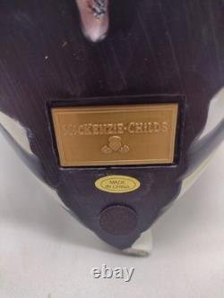 Set of 2 MACKENZIE CHILDS Courtly Check & Courtly Stripe Owl Figurines Halloween