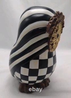 Set of 2 MACKENZIE CHILDS Courtly Check & Courtly Stripe Owl Figurines Halloween