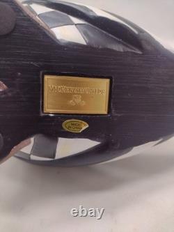 Set of 2 MACKENZIE CHILDS Courtly Check & Courtly Stripe Owl Figurines Halloween