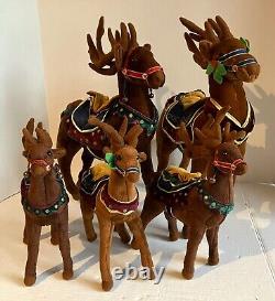 Set of 5 Applause Enchanted Prancers Christmas Reindeer Plush 17 and 9 Vintage