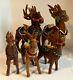 Set Of 5 Applause Enchanted Prancers Christmas Reindeer Plush 17 And 9 Vintage