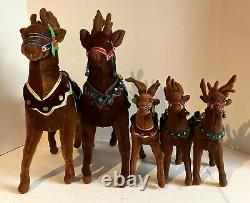 Set of 5 Applause Enchanted Prancers Christmas Reindeer Plush 17 and 9 Vintage