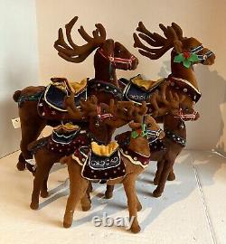 Set of 5 Applause Enchanted Prancers Christmas Reindeer Plush 17 and 9 Vintage