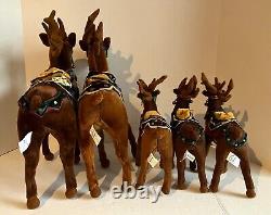 Set of 5 Applause Enchanted Prancers Christmas Reindeer Plush 17 and 9 Vintage