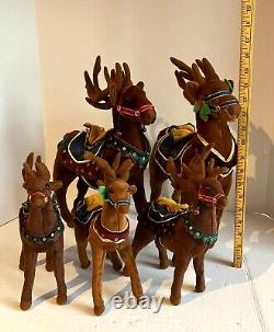 Set of 5 Applause Enchanted Prancers Christmas Reindeer Plush 17 and 9 Vintage