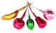 Set Of 5 Assorted Vintage Mercury Glass Fruit Ornaments Retro Christmas Decor