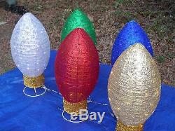 Set of 5 Lighted Twinkling 30 Tall OUTDOOR Collapsible Christmas Ornament Bulbs