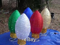 Set of 5 Lighted Twinkling 30 Tall OUTDOOR Collapsible Christmas Ornament Bulbs