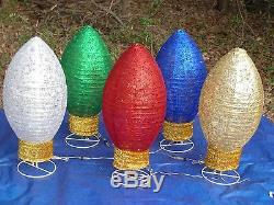 Set of 5 Lighted Twinkling 30 Tall OUTDOOR Collapsible Christmas Ornament Bulbs