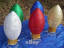 Set of 5 Lighted Twinkling 30 Tall OUTDOOR Collapsible Christmas Ornament Bulbs