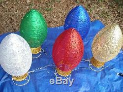 Set of 5 Lighted Twinkling 30 Tall OUTDOOR Collapsible Christmas Ornament Bulbs