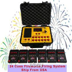 Ship From USA 24 Cues fireworks firing system 500M ABS remote Waterproof Case