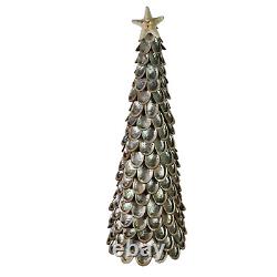 Silver Abalone Shell Star Tree Topiary Iridescent Christmas Tree