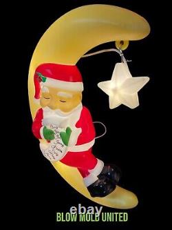 Sleeping Santa /list On The Moon Christmas Holiday Decor Blow Mold 22.5