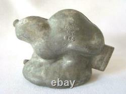 Spooky Antique PEWTER Halloween Hissing Arched Cat ICE CREAM MOLD E & Co NY #644