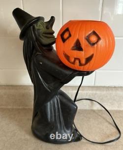 TICO VINTAGE 1960s BLACK WITCH GREEN FACE HALLOWEEN Jack-o'-lantern BLOWMOLD