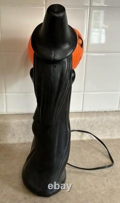 TICO VINTAGE 1960s BLACK WITCH GREEN FACE HALLOWEEN Jack-o'-lantern BLOWMOLD