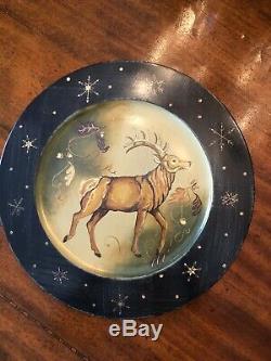 TRACY PORTER / STONEHOUSE FARM GOODS/ Hand Painted 16 Wooden charger plates