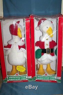 Telco Motionette Animated Mr & Mrs Santa Christmas Geese 23 Tall