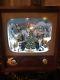 Television With Santa Scene Light Up Motion Christmas Music Box 11x13 New