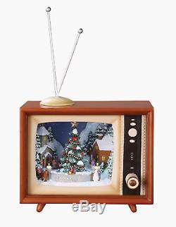 Television with Winter Scene Light Up Animated Christmas Music Box 36432