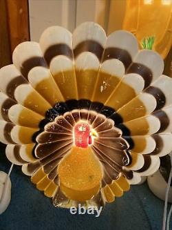 Thanksgiving Blow Mold Set 2 Pilgrims Native American Turkey Don Featherstone