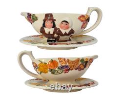 The Pilgrim Pair Thanksgiving Serveware Set 1990s Original Boxes