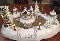 Trendmasters Christmas Magic Winter Wonderland Animated Skating Pond 1997 EUC