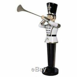 Trumpet Toy Soldier 4ft White Life Size Resin Christmas Statue