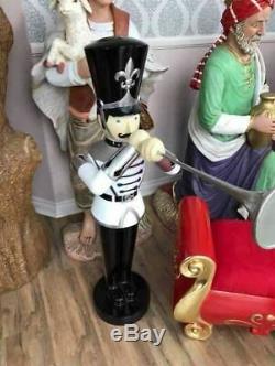 Trumpet Toy Soldier 4ft White Life Size Resin Christmas Statue