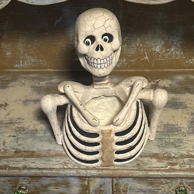 Ultra Rare Bethany Lowe Skeleton Container Papier Mache