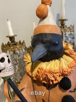 ULTRA RARE Large Bethany Lowe Halloween Crow With Circus Costume & Monocle Retired