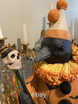 ULTRA RARE Large Bethany Lowe Halloween Crow With Circus Costume & Monocle Retired