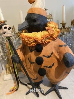 ULTRA RARE Large Bethany Lowe Halloween Crow With Circus Costume & Monocle Retired