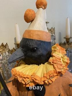 ULTRA RARE Large Bethany Lowe Halloween Crow With Circus Costume & Monocle Retired