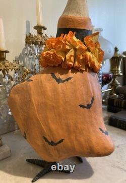 ULTRA RARE Large Bethany Lowe Halloween Crow With Circus Costume & Monocle Retired