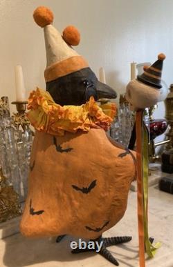 ULTRA RARE Large Bethany Lowe Halloween Crow With Circus Costume & Monocle Retired