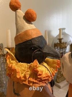 ULTRA RARE Large Bethany Lowe Halloween Crow With Circus Costume & Monocle Retired