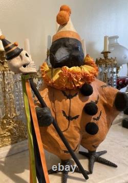 ULTRA RARE Large Bethany Lowe Halloween Crow With Circus Costume & Monocle Retired
