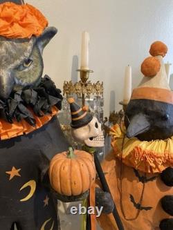 ULTRA RARE Large Bethany Lowe Halloween Crow With Circus Costume & Monocle Retired