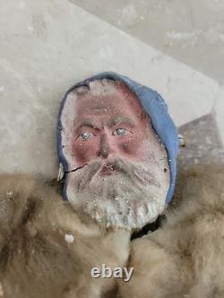 Ultra RARE & Early GERMAN Father Christmas Cotton Wrapped Figure- Easel Back