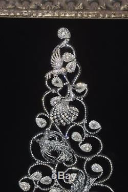 Unique Framed Christmas Tree Made From Vintage Rhinestone Jewelry