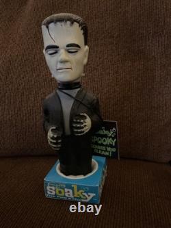 Universal Monster 1960s Frankenstein Soaky Bottle Horror Repro box and tag