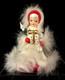 Unusual Vintage Napco Ceramic Christmas White Angel Withfur Trim Holding Gift