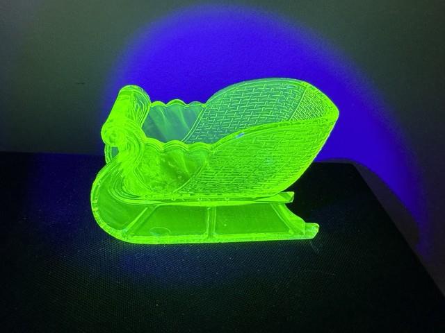 Uranium Glass Vaseline Santa Santa Sleigh Christmas
