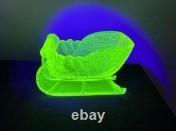 Uranium Glass Vaseline Santa Santa sleigh christmas