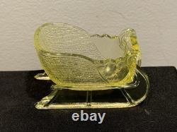 Uranium Glass Vaseline Santa Santa sleigh christmas