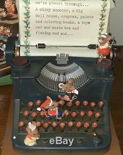 VINTAGE ENESCO Christmas Santa's Helpers Multi-Action Typewriter Music Box