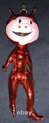 VINTAGE HALLOWEEN ITALIAN GLASS ORNAMENT DEVIL WithEXTENDED ARMS & LEGS